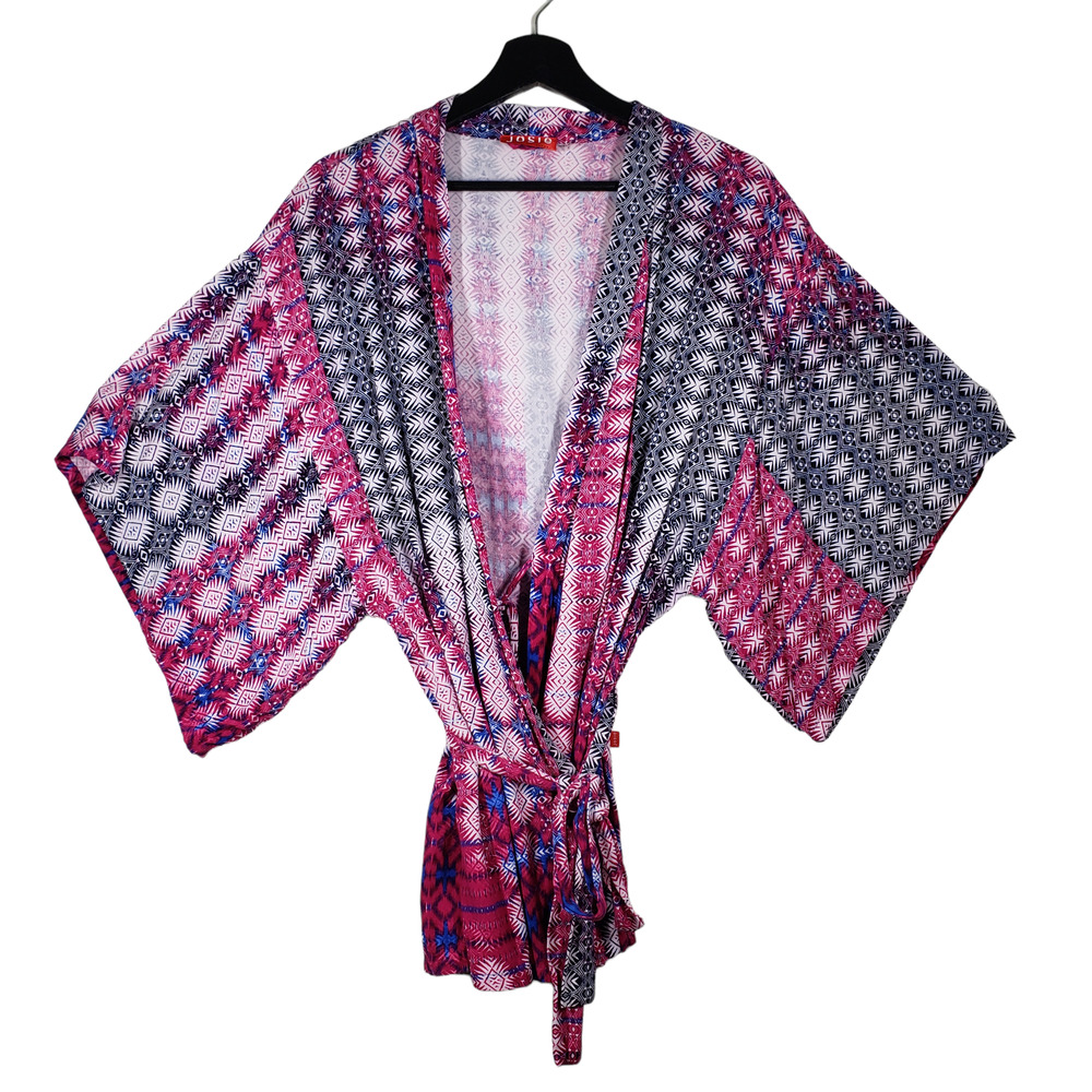 Josie Natori Ikat Print Kimono Robe Swim Cover Up